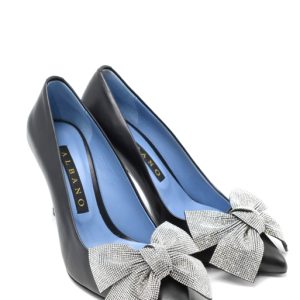 2378 VIT NERO+STRASS SCARPE TACCO MEDIO SPILLO DONNA- ALBANO