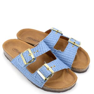 01-E892 RAFFIA CELESTE CIABATTA DOPPIA FIBBIA – HIPPIE