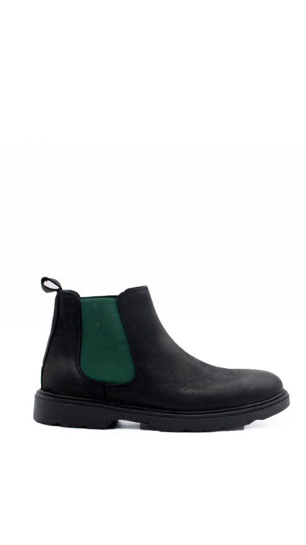 900mar NABUK NERO/VERDE STIVALETTO BEATLES UOMO