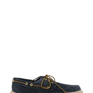 13D3 CASTORO BLU MOCASSINO ALLACCIATO BARCA GOMMA - FRAU