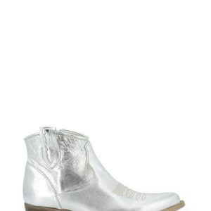 LULU 03 LAMINATO ARGENTO STIVALETTO TEXANO TACCO BASSO
