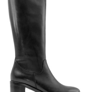 2599 PELLE NATURE NERO STIVALE TACCO MEDIO - CRASTO