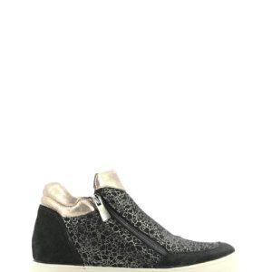 46583 22 CAPRETTO NERO/CHAMPAGNE SNEAKERS ALTA - IGI&CO