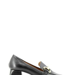 YEL10 PELLE NERO MOCASSINO MORSETTO TACCO MEDIO -POEME