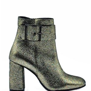 DORIS LAMINATO PLATINO TRONCHETTO TACCO 90 FIBBIA DONNA