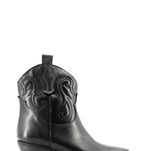 TEX 01 VITELLO NERO TRONCHETTO TEXANO TACCO BASSO – NICOLE