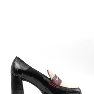 H-5925 LACK NEGRO/CREAM/VINO MOCASSINO TACCO MEDIO - WONDERS