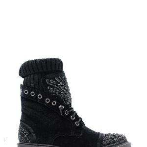 404 VELLUTO BLACK NERO ANFIBIO CALZINO+STRASS-ALMA EN PENA