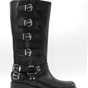 7176 VITELLO NERO STIVALE BIKERS CON FIBBIE - NICOLE