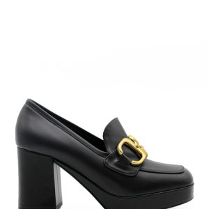 497004 SPAZ NERO MOCASSINO TACCO ALTO LARGO DONNA