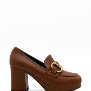 497004 SPAZ CUOIO MOCASSINO TACCO ALTO LARGO DONNA