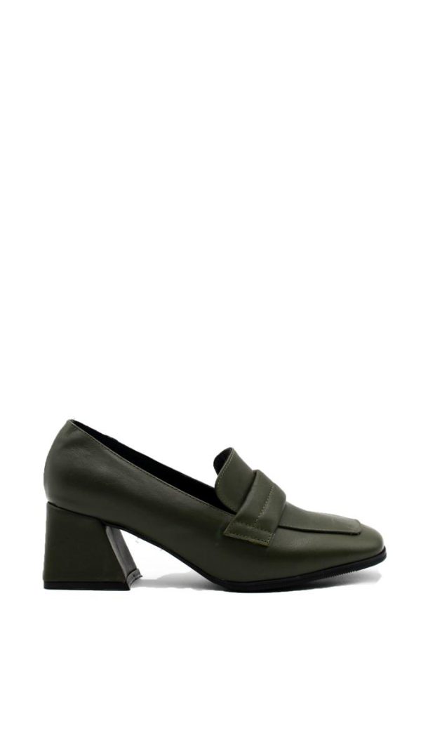 2210 PELLE VERDE MOCASSINO TACCO MEDIO