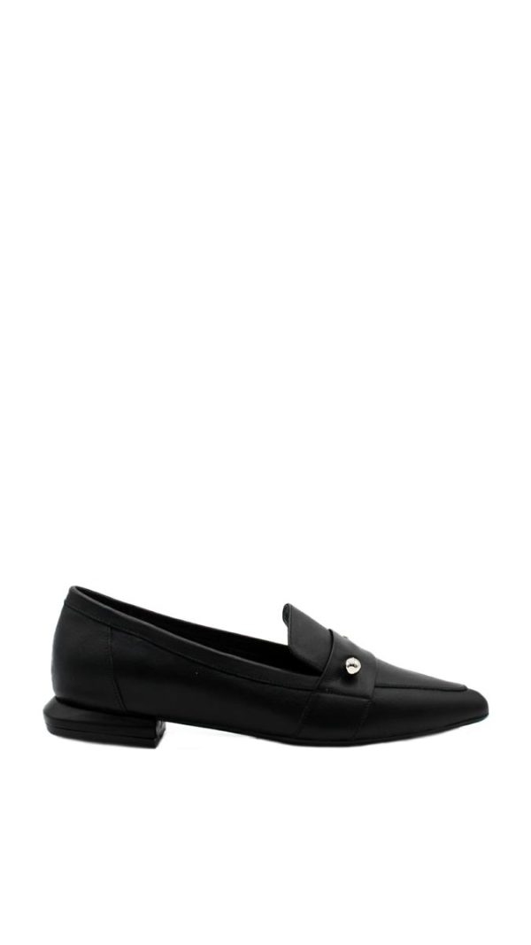 5312 PELLE NERO MOCASSINO TACCO BASSO DONNA