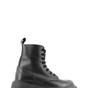 F19 VITELLO NERO ANFIBIO TACCO BASSO DONNA - NICOLE