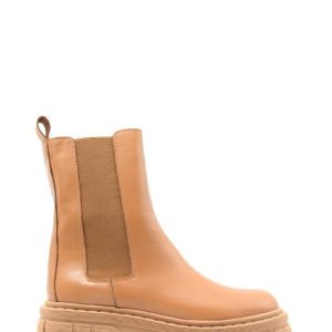 N32 VITELLO CUOIO STIVALETTO TACCO BASSO DONNA - NICOLE