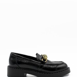 97Z2 NAPLAK NERO MOCASSINO TACCO BASSO DONNA - FRAU
