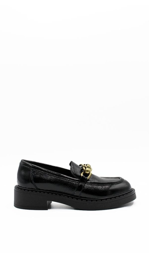 97Z2 NAPLAK NERO MOCASSINO TACCO BASSO DONNA - FRAU
