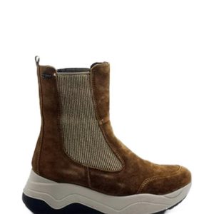 2675611 CAMOSCIO COGNAC STIVALETTI ZEPPA MEDIA DONNA- IGI&CO