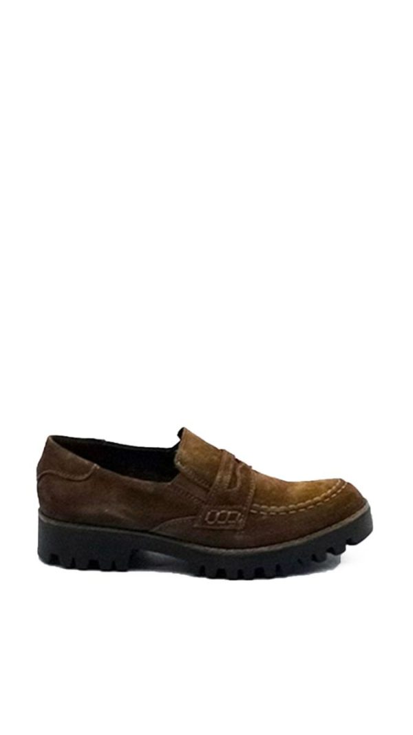2650022 CAMOSCIO COGNAC MOCASSINO TACCO BASSO DONNA - IGI&CO