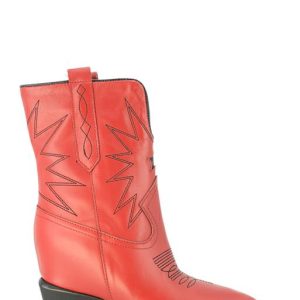 AB99 VITELLO ROSSO/NERO STIVALETTO TEXANO - ALBACHIARA