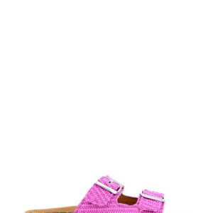 01-E892 RAFFIA FUXIA CIABATTA DOPPIA FIBBIA - HIPPIE