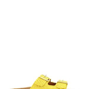 01-E892 RAFFIA GIALLO CIABATTA DOPPIA FIBBIA - HIPPIE