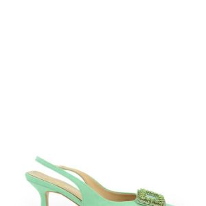 396047 CAMOSCIO VERDE SLINGBACK TACCO MEDIO - OPEN TOO