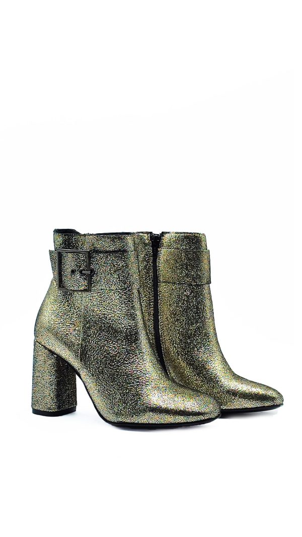 DORIS LAMINATO PLATINO TRONCHETTO TACCO 90 FIBBIA DONNA - immagine 2