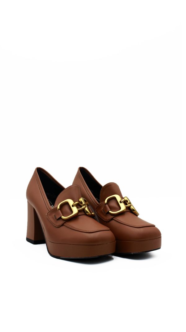 497004 SPAZ CUOIO MOCASSINO TACCO ALTO LARGO DONNA - immagine 2