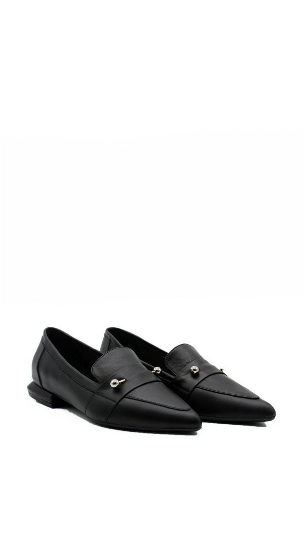 5312 PELLE NERO MOCASSINO TACCO BASSO DONNA - immagine 2