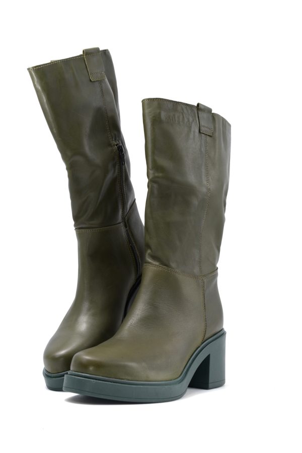 A26 NAPPA VERDE STIVALE TACCO MEDIO DONNA - immagine 3