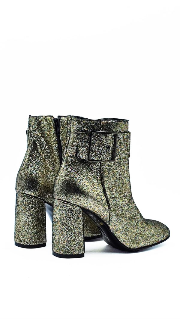 DORIS LAMINATO PLATINO TRONCHETTO TACCO 90 FIBBIA DONNA - immagine 3