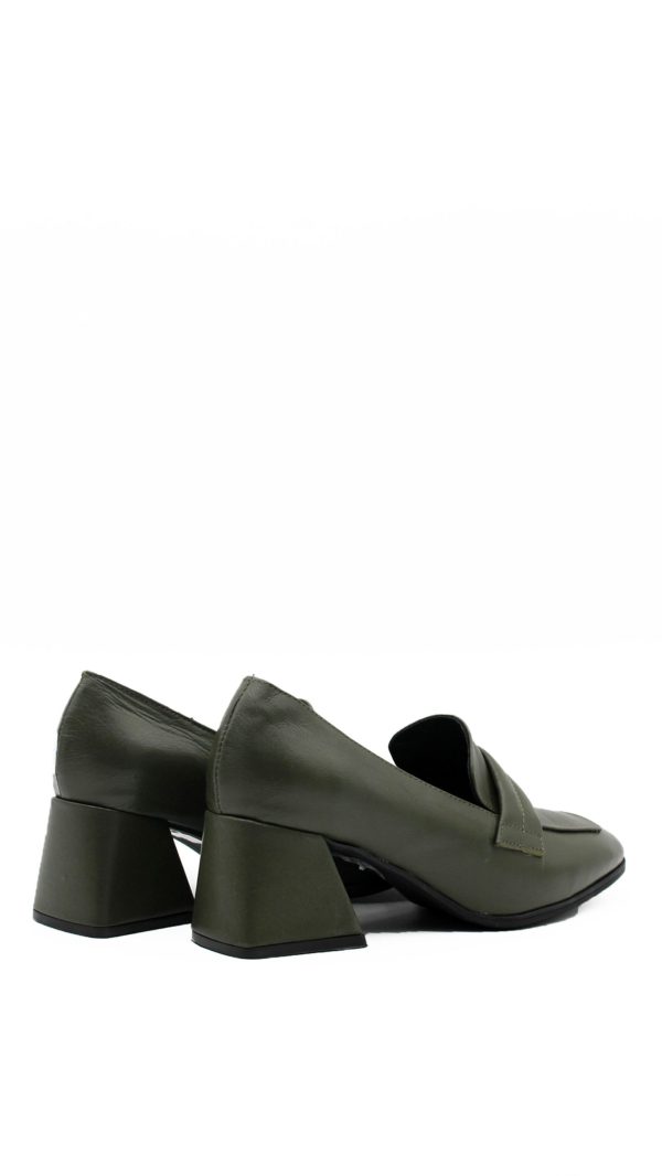 2210 PELLE VERDE MOCASSINO TACCO MEDIO - immagine 3