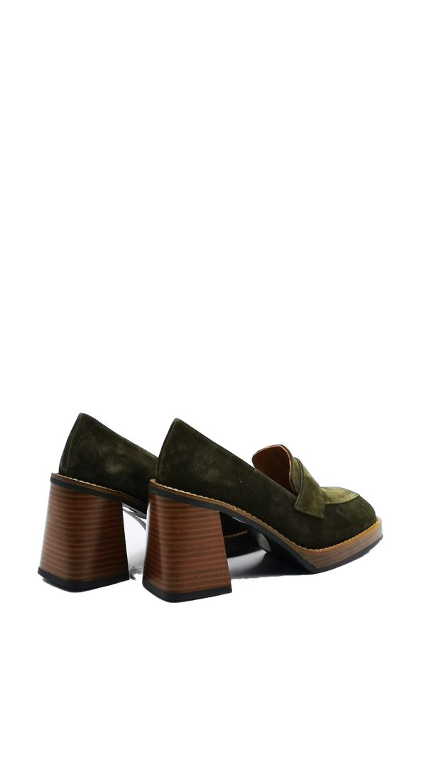 22163 CAMOSCIO VERDE MOCASSINO TACCO ALTO DONNA - immagine 3