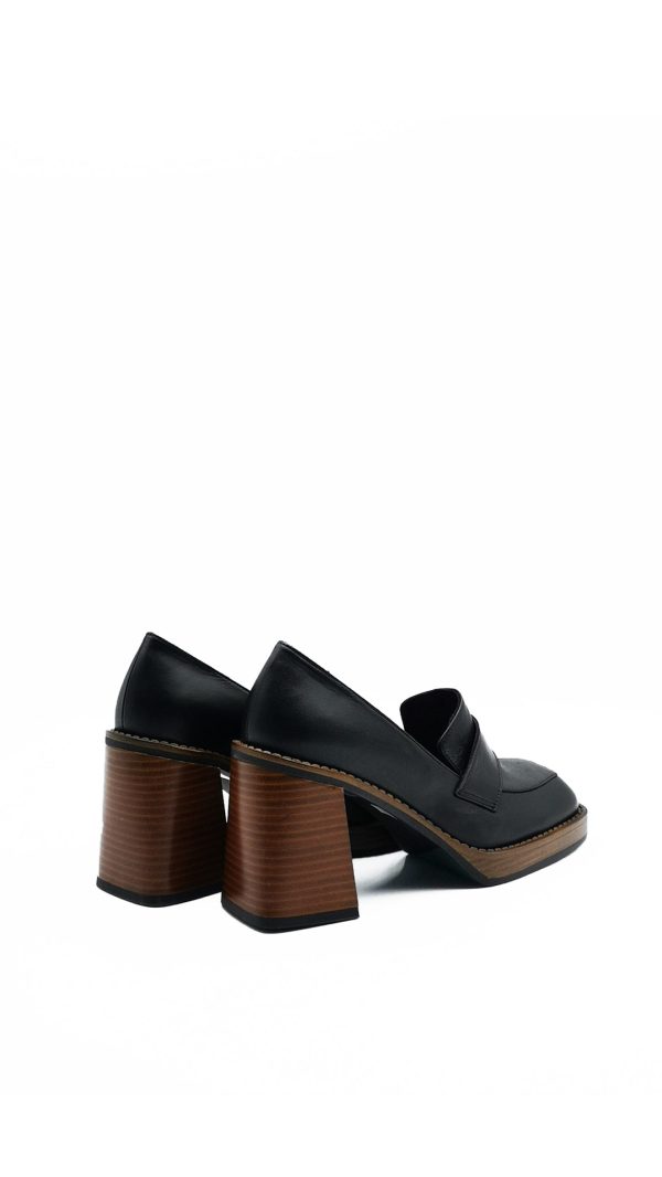 22163 PELLE NERO MOCASSINO TACCO ALTO DONNA - immagine 3