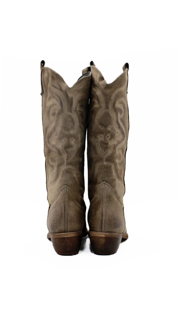 G 201 CAMOSCIO TAUPE STIVALE TEXANO TACCO BASSO DONNA - immagine 4