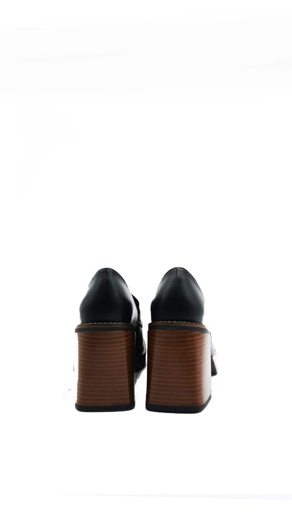 22163 PELLE NERO MOCASSINO TACCO ALTO DONNA - immagine 4
